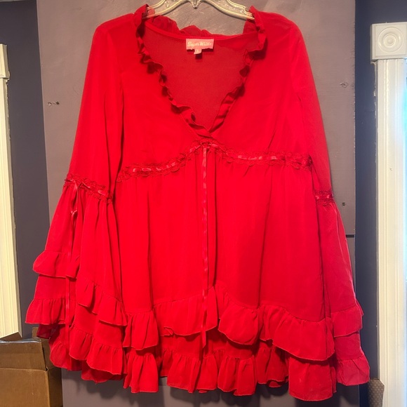 Sugar Thrillz Tops - Sugar Thrillz Scarlet Sheer Top large